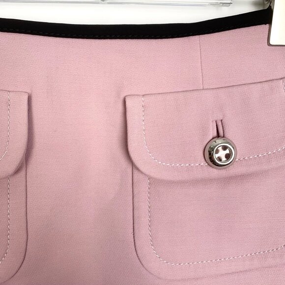 Prada Pink Pocket Trim A-Line Skirt Sz 40 Made In Italy With Black Waistband & B - Picture 6 of 6
